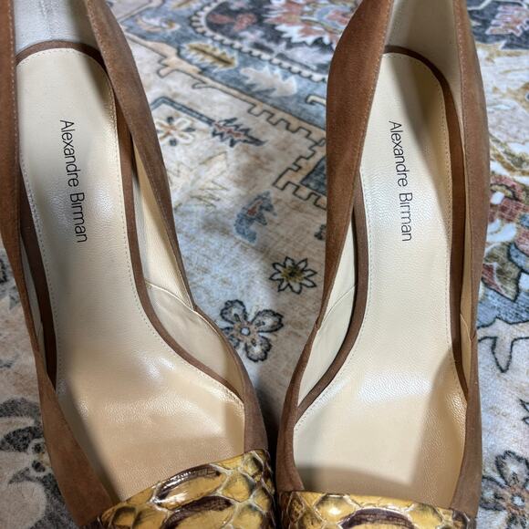 Alexandre Birman Snake Skin Suede Pointed Toe Heels Italian Pumps Women's Size 7 - Picture 6 of 16